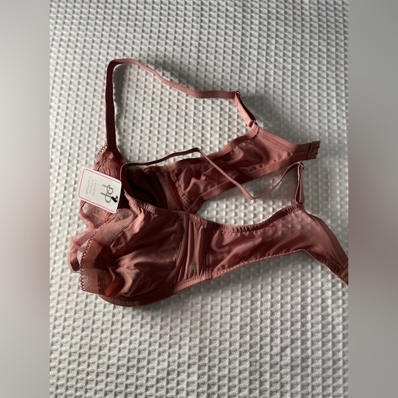 Pretty Polly Semi Sheer Plunge Bra Women's 38C Naturals Non-Padded Mesh Rose NWT - Picture 10 of 11